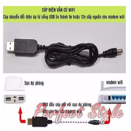 Bảng giá Cáp chuyển đổi điện áp từ cổng USB 5V sang 9V/12V Phong Vũ