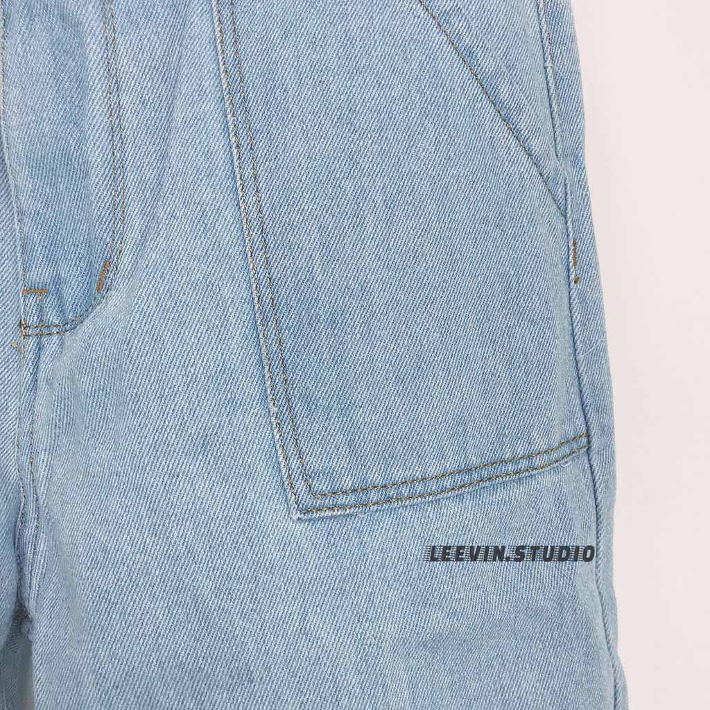 Quần Jean Nam Nữ Ống Suông Unisex 2 Túi Trước - Kiểu quần jeans nam nữ Baggy vải bò VAKADO