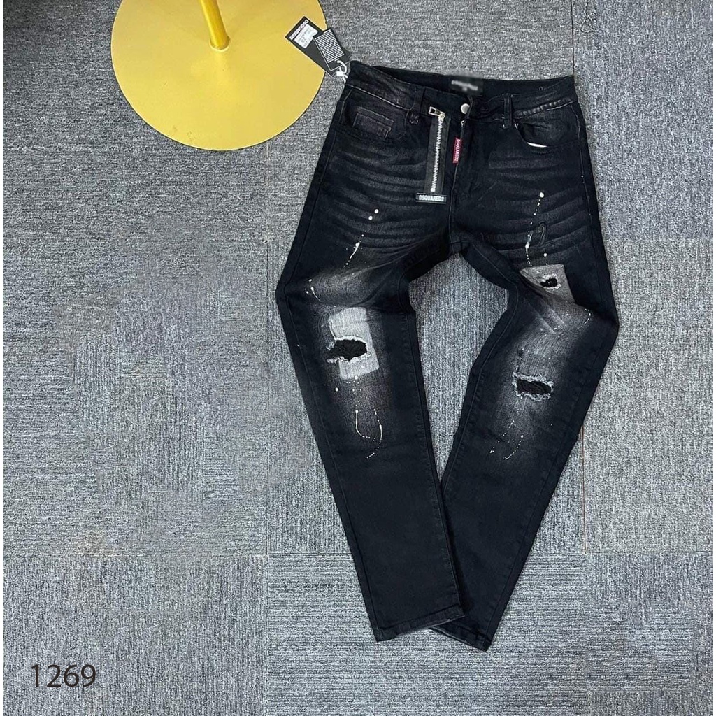 Quần jean nam quần bò phối dây kéo cá tính dễ phối đồ chất jean bò co dãn thoải mái vận động