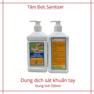 Nước rửa tay khô diệt khuẩn Tâm Đức Sanitizer dạng gel hương quế chai vuông 500ml