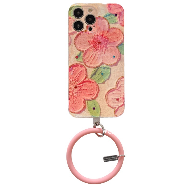 Ốp Điện Thoại Mềm Họa Tiết Hoa Đính Đá Kèm Dây Đeo Tay Sang Trọng Cho OPPO Reno7 Z Reno7 Pro Reno6 Z Reno6 Pro 5G 4G