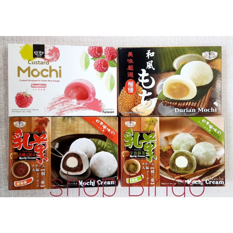 Mochi mâm xôi, sầu riêng, trà xanh, đậu đỏ Royal Family Taiwan 210g 6 bánh