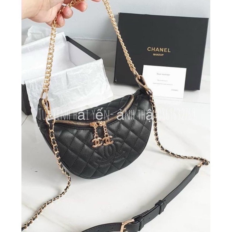 Túi bụng Chànel đeo chéo 2 dây- khoá logo chất da cao cấp