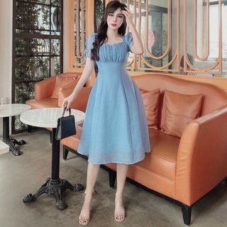 Váy đầm thiết kế điệu đà dáng xòe chất liệu tơ lụa