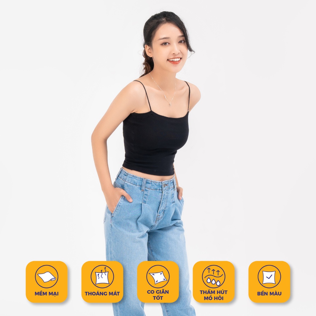 Áo hai dây YODY ôm sát dáng lửng thấm hút mồ hôi BLN5060