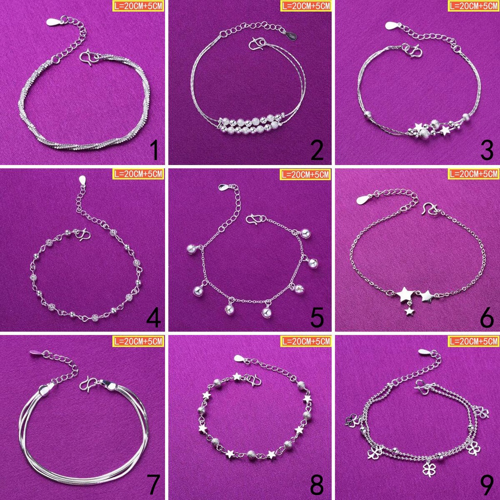 50 vòng chân bạc 925 trang sức thời trang hàn quốc Jl001