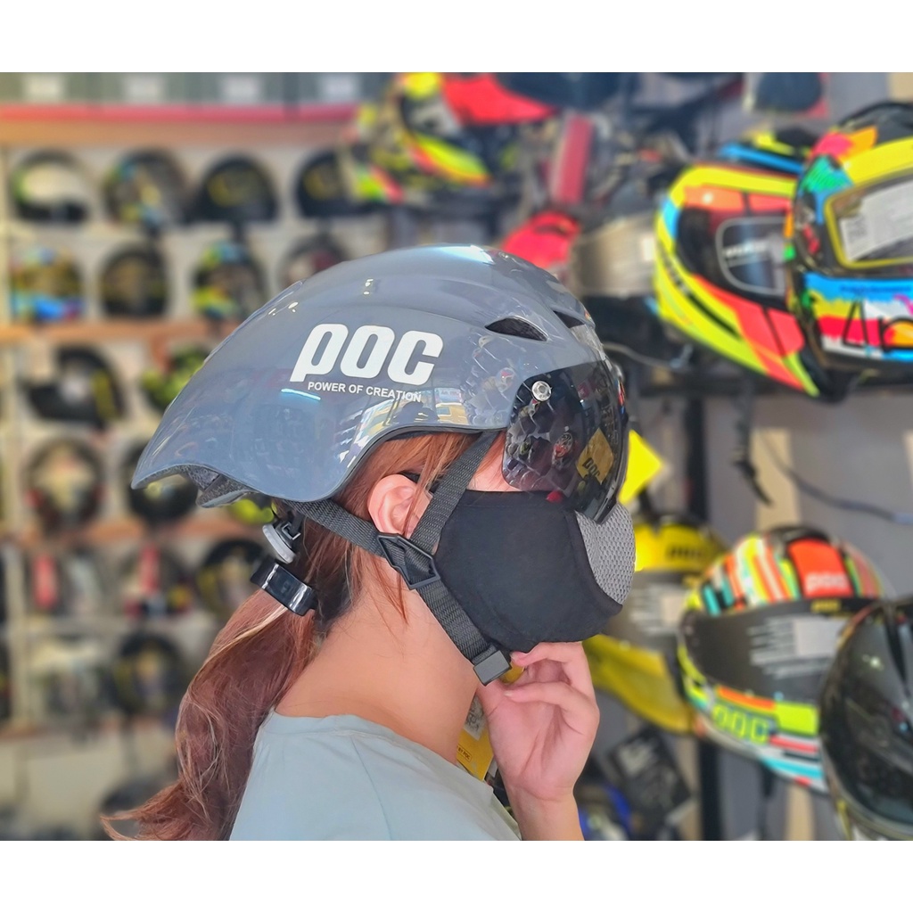 Nón thể thao,Nón xe đạp POC 01 màu xám xi măng