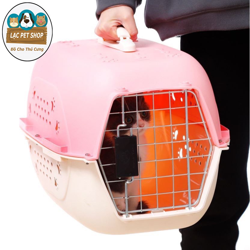Chuồng Vận Chuyển Thú Cưng Đi Máy Bay - Họa Tiết Chân Mèo 2 Màu