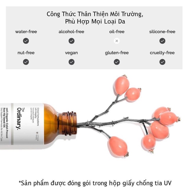 Dầu dưỡng ROSEHIP THE ORDINARY 100% Organic Cold-Pressed Rose Hip Seed Oil