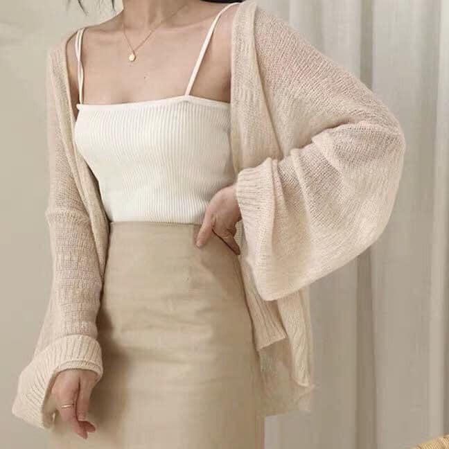 Áo khoác cardigan FM Style áo khoác nữ chất len lưới mỏng nhẹ chống nắng mùa hè 21032433 | BigBuy360 - bigbuy360.vn