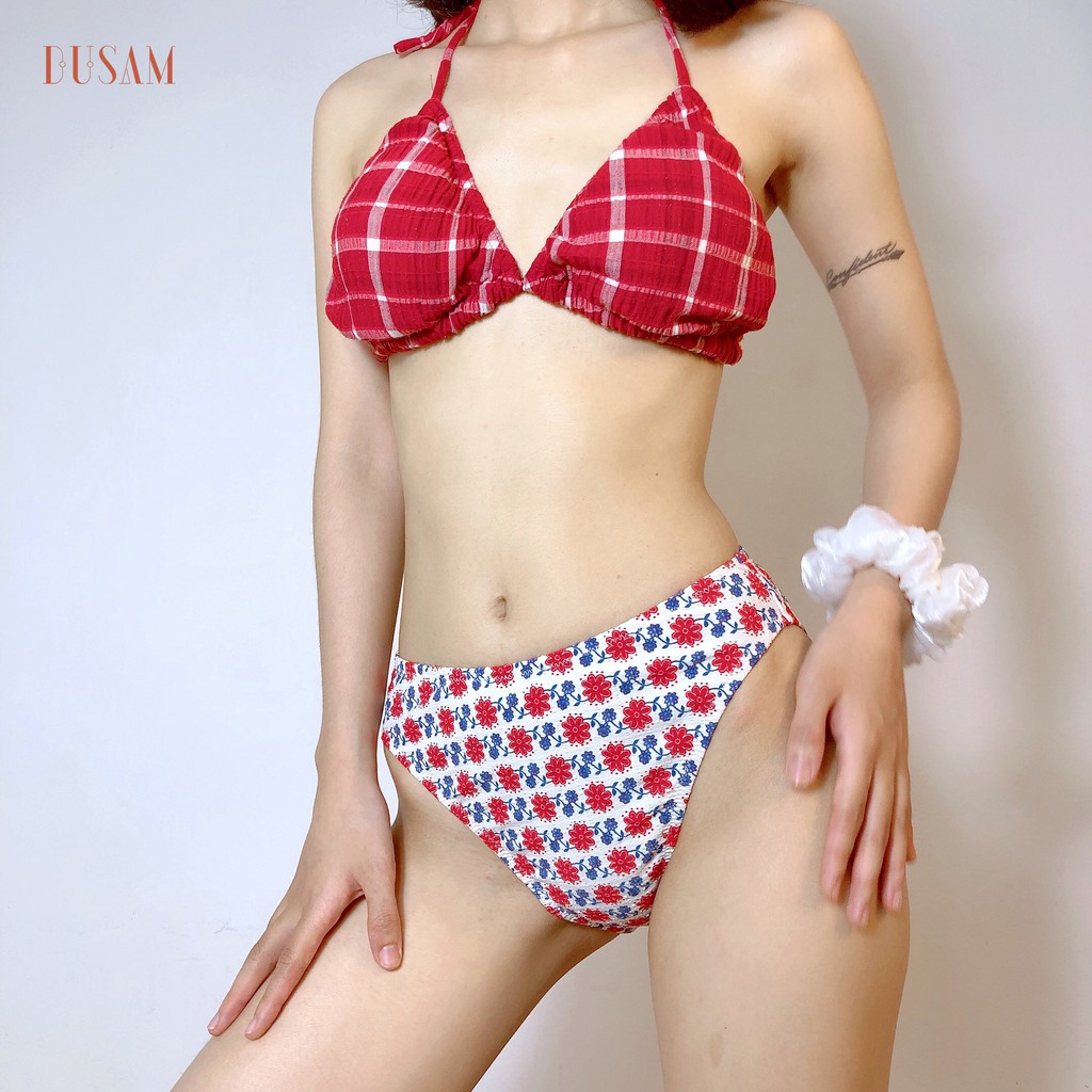 Bộ bơi / bộ bikini cạp cao hai 2 mảnh ( có lẻ quần bơi / áo bơi ) đi biển Vintage họa tiết hoa văn / hoa nhí đơn giản | BigBuy360 - bigbuy360.vn
