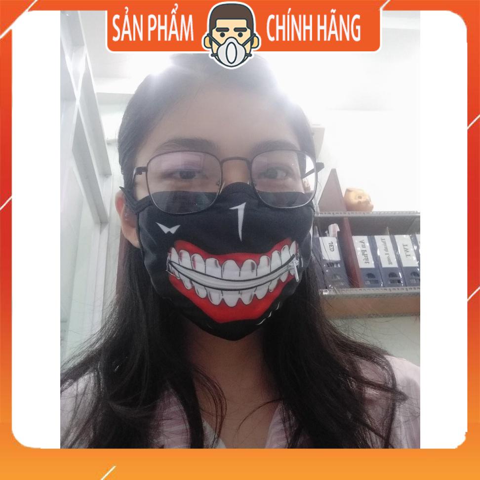 Khẩu trang Ninja có khóa kéo độc lạ cosplay hóa trang cao có thể uống nước được