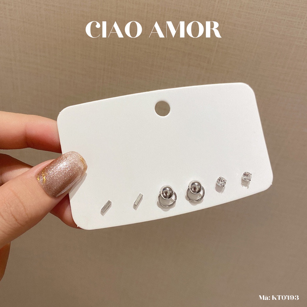 Set khuyên tai nụ vòng S01 đơn giản basic Trang sức Ciao Amor - KT0493