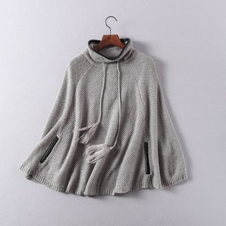 (sẵn) ÁO PONCHO MÀU XÁM DÁNG FREESZ