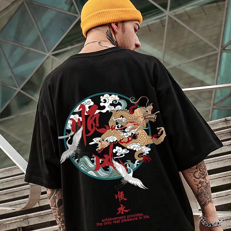 Áo Thun Nam Tay Ngắn Dáng Rộng In Chữ Phong Cách Hip Hop Thời Trang Size M-8XL