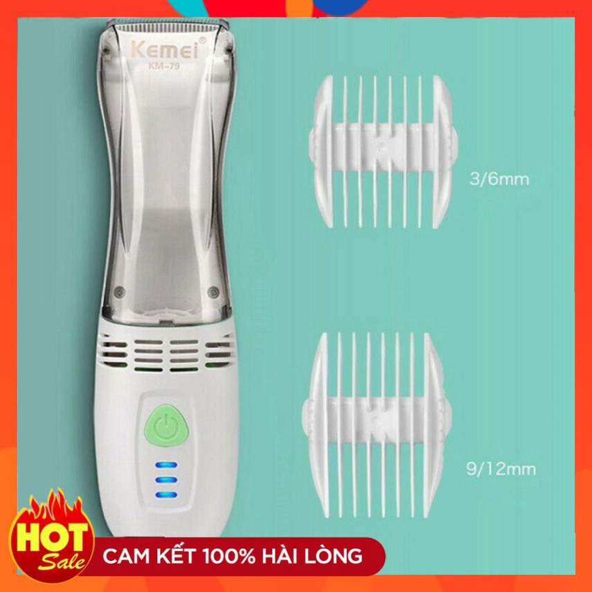 Tăng Đơ Cắt Tóc cho bé, Tông đơ cắt tóc kiêm hút tóc cho trẻ em cao cấp Kemei KM 79 có lưỡi cắt an toàn, dễ cầm