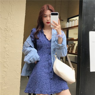 Đầm hoa xanh dương