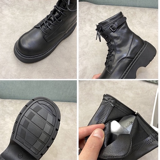 Boot cổ lửng da mềm khoá sau ullzang cao 5cm G52 | BigBuy360 - bigbuy360.vn