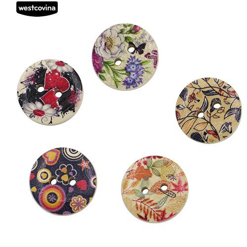 Set 50 Nút Gỗ 2 Lỗ Hình Hoa / Lá Chuyên Dụng Cho Thợ May Vá
