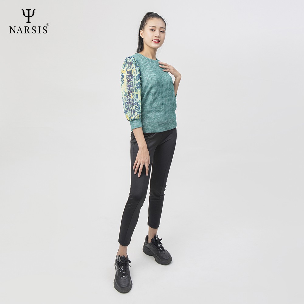 Áo len nữ Narsis L0015 màu xanh phối tay voan