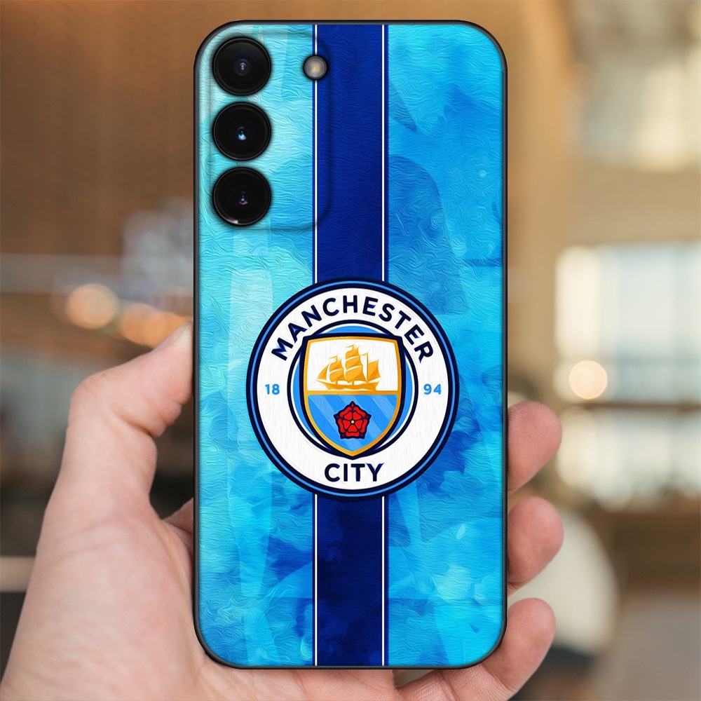 Ốp lưng Samsung S21, S21 Plus, S21 FE, S22, S22 Plus viền đen in hình Manchester City MC