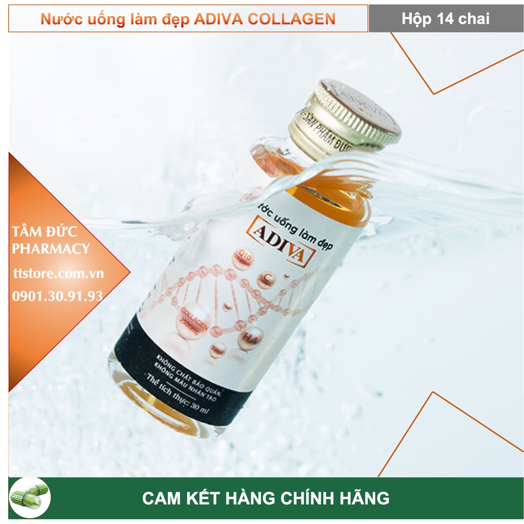 [COMBO 3 HỘP] ADIVA Collagen 14 chai dạng nước Giúp Da Căng Bóng, Tươi Trẻ