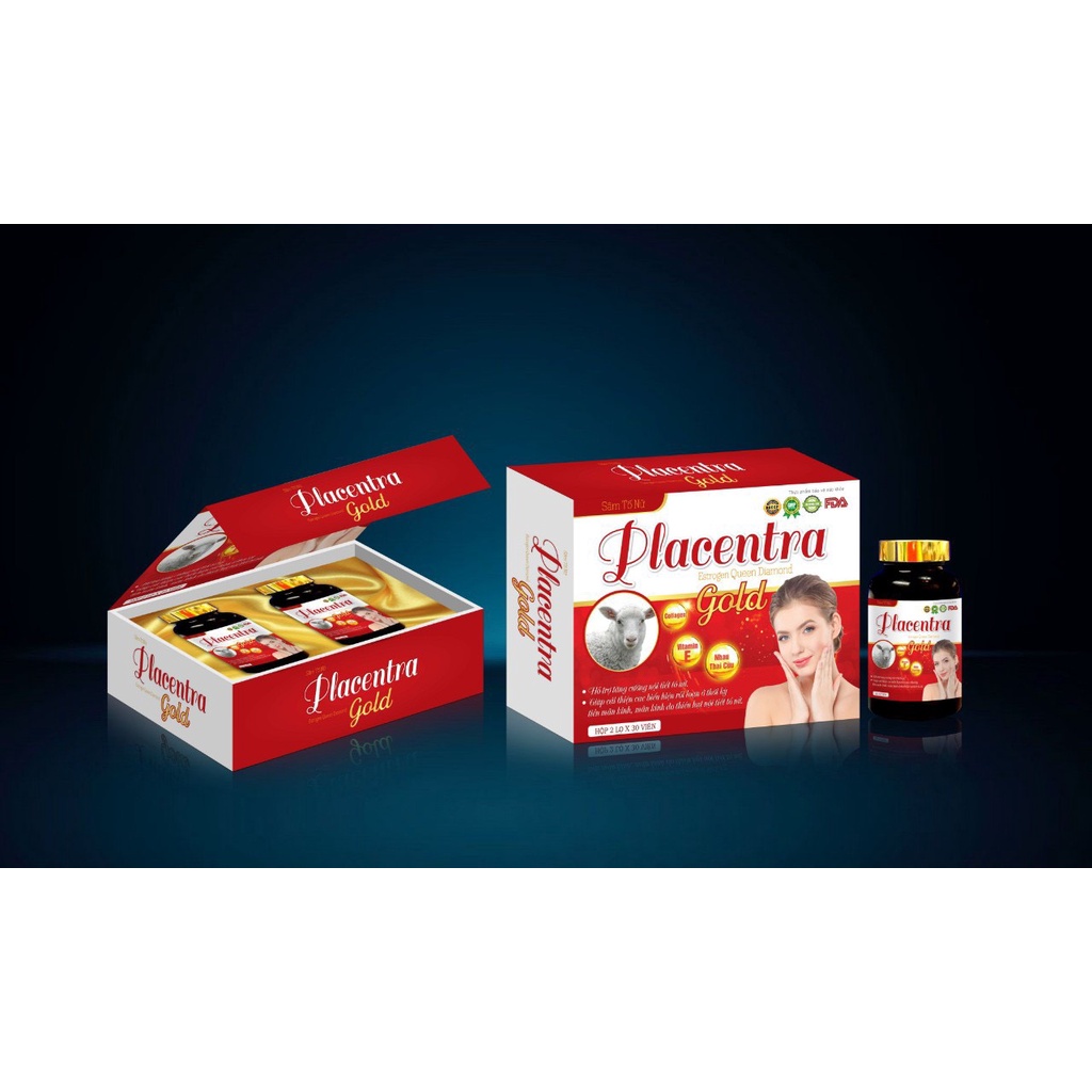 Hộp 2 Lọ Viên Uống Sâm Tố Nữ Placentra Estrogen Beauty Queen Diamond Gold Placentra Giúp Cân Bằng nội tiết tố nữ,Đẹp Dán
