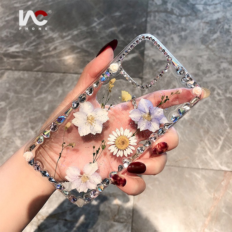 Ốp điện thoại silicone mềm TPU họa tiết hoa pha lê cho For iPhone13Promax 11 12 Pro Max X XR Xmax 7G 8Plus SE 2020