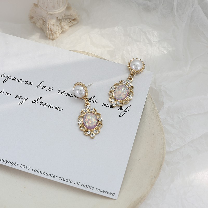 Bông tai phong cách Baroque cổ điển đính đá zircon MS176
