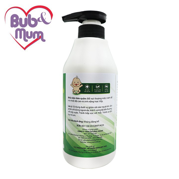 Sữa tắm gội thảo mộc Trầu không & Tràm trà BuB&MuM dịu nhẹ cho bé 500ml