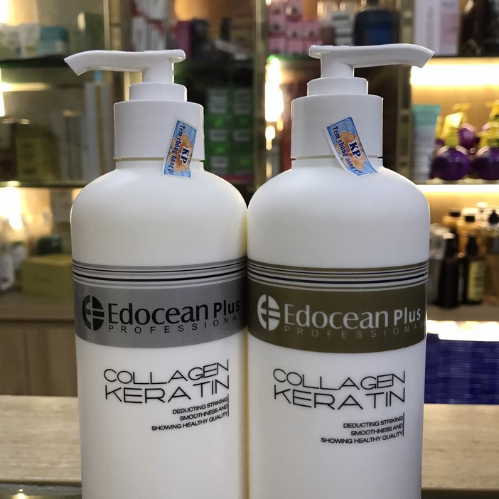 Cặp dầu gội xả Edocean Collagen Keratin Plus 500ml x2 phục hồi kích thích mọc tóc