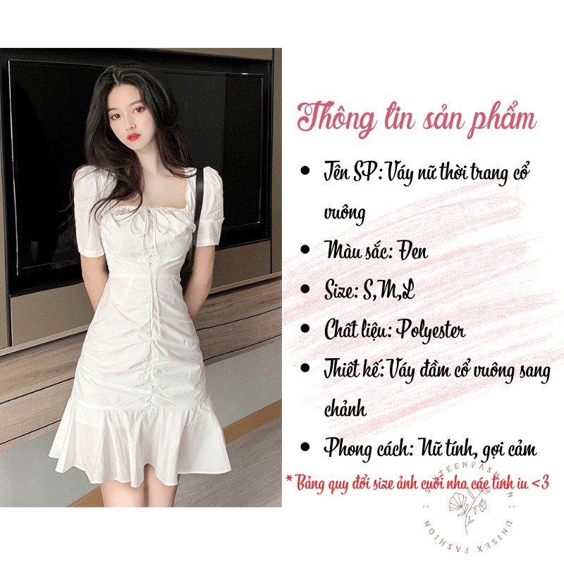 Váy Trắng, Váy Nữ, Đầm Nữ Cổ Vuông Đuôi Cá Phong Cách Retro SIXTEEN. | BigBuy360 - bigbuy360.vn