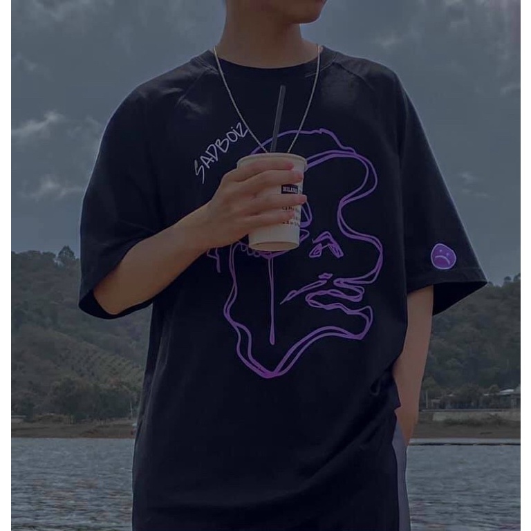 Áo Thun Tay Lỡ Unisex SADBOIZ Sad Story màu ĐEN/TRẮNG  Form Nam Nữ Unisex - Kiểu áo phông cổ tròn form rộng