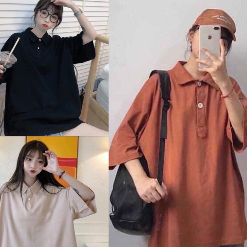 Áo thun POLO UNISEX nam nữ from rộng tay lỡ- Áo phông ngắn tay trơn có cổ chất cotton phong cách hàn quốc MÂY_1989 Đẹp