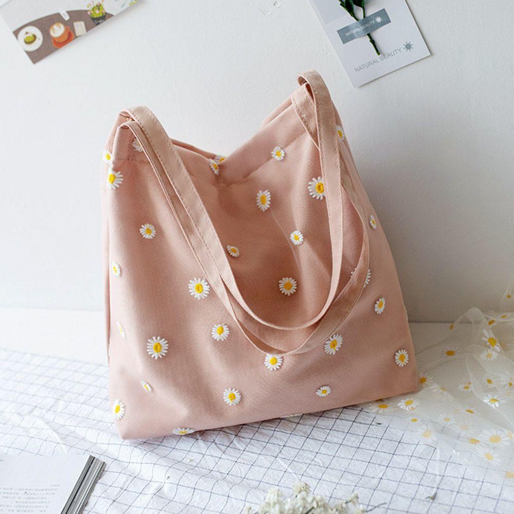 MIHAN1 Túi Xách Đeo Vai Hoạ Tiết Hoa Cúc Thêu Thiết Kế Thanh Lịch