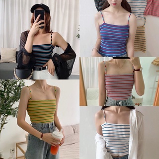 Áo 2 dây len kẻ croptop ulzzang montoghi quảng châu