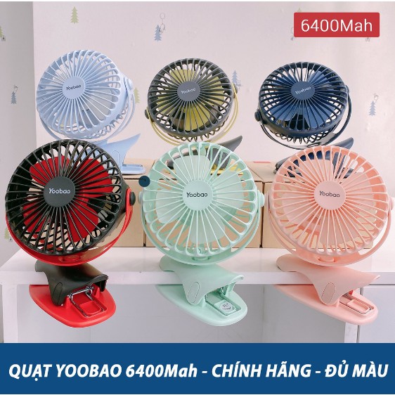 Quạt kẹp Yoobao 6400mah chính hãng, 4 chế độ gió, xoay 720 độ, sử dụng lên tới 32h - Bảo hành 6 tháng