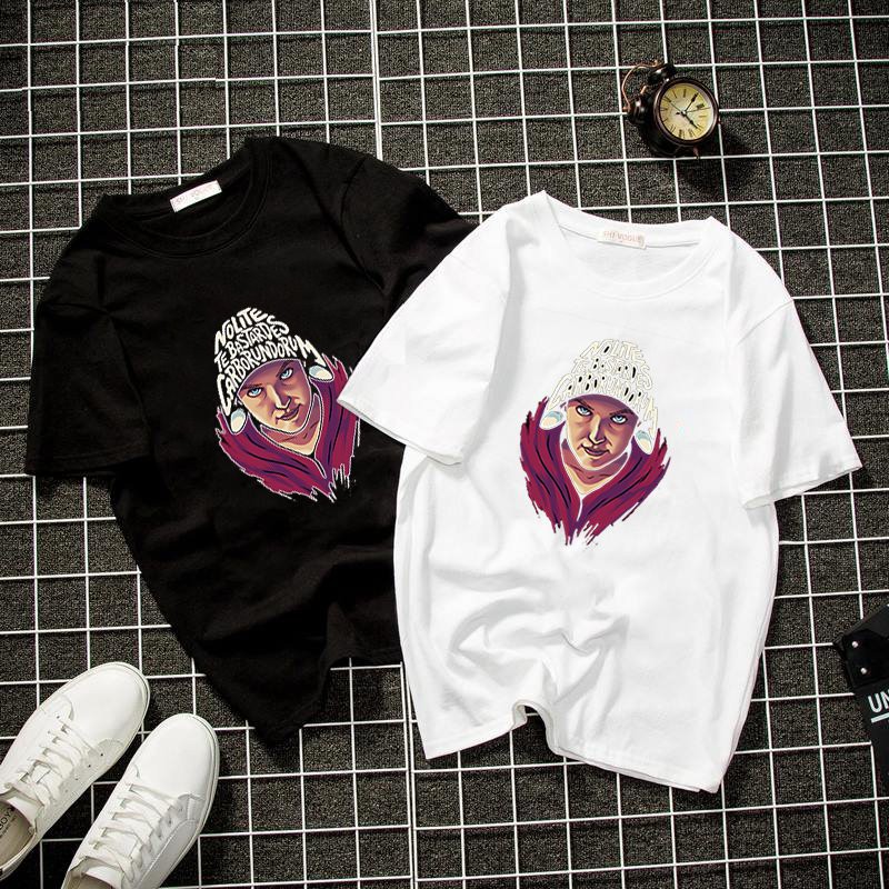 Áo thun unisex form rộng họa tiết mặt người  vải dày mịn 2020T2511