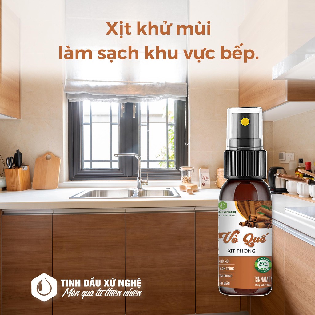 Tinh dầu xịt thơm VỎ QUẾ – Đuổi muỗi, gián và côn trùng 100ml