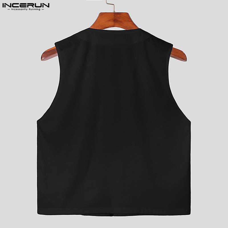 Áo ghi lê INCERUN cộc tay cài nút phong cách gothic punk cho nam size s-5xl