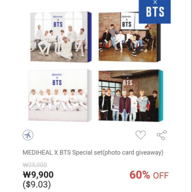 [SALE 60%] Set 10 mask Mediheal X BTS + postcard