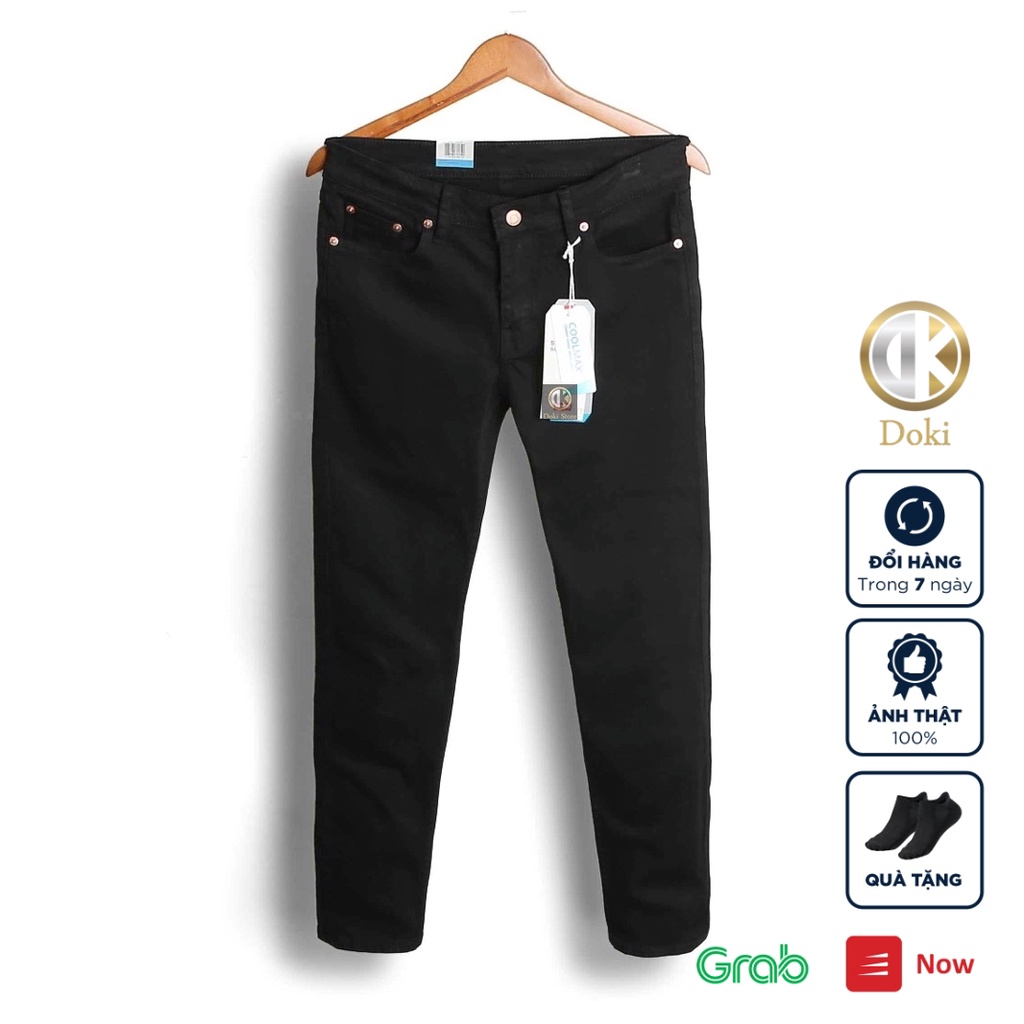 Quần Jean Nam Cao Cấp Màu Đen DE-01, Quần bò nam dáng ôm, chất vải co giãn thoải mái - Doki Store