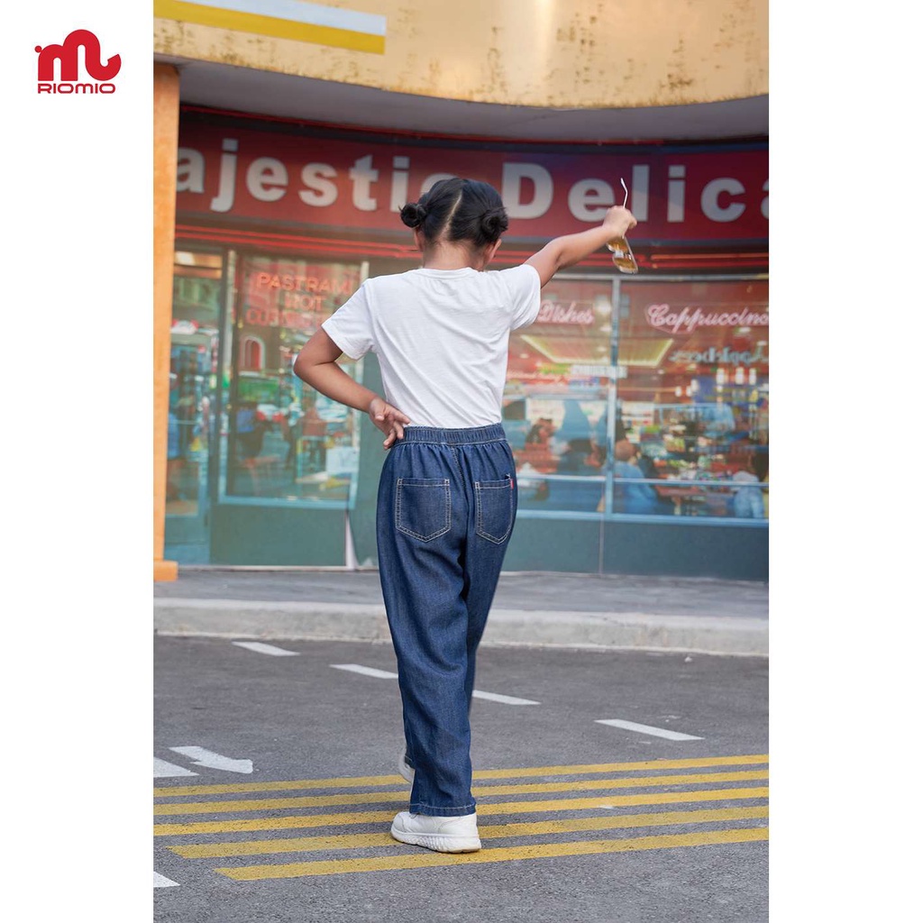 Quần jean cho bé gái ống rộng xếp ly đi học đi chơi RIOMIO size 20-55kg 100% cotton jean USA - RO232