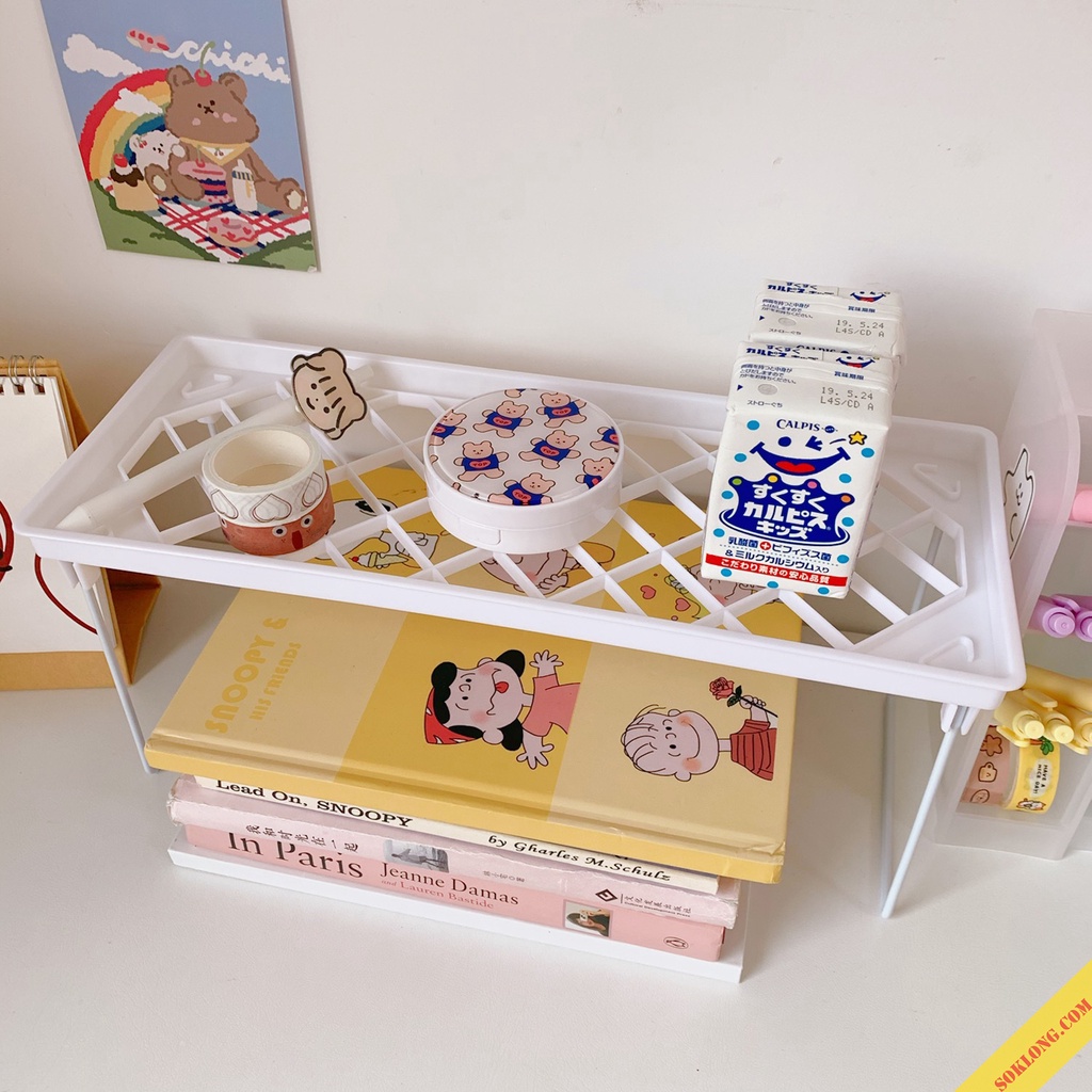 Kệ nhựa xếp gấp gọn chân sắt K76 Giá để đồ gấp gọn tiện dụng phong cách hàn quốc SOKLONG