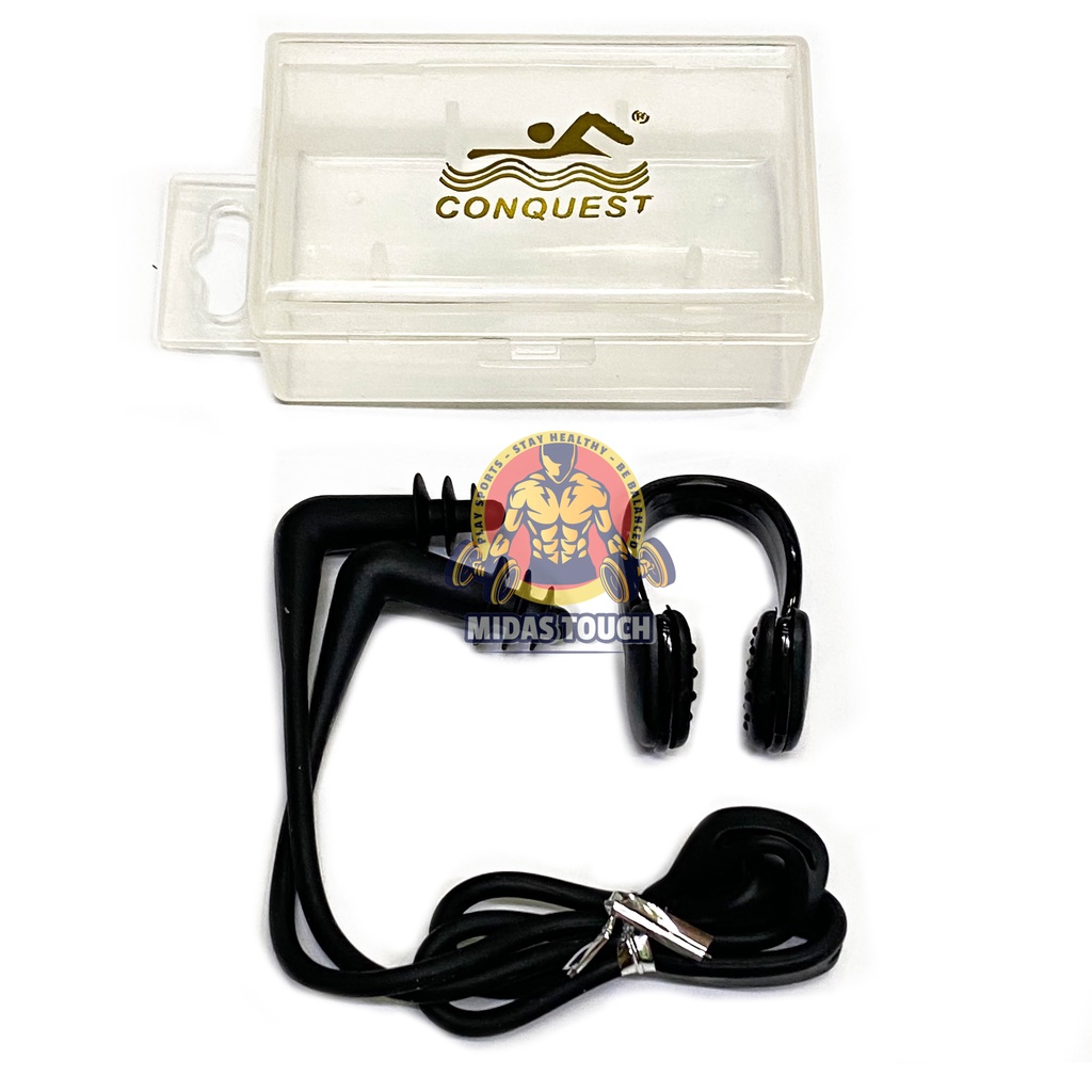 Combo Bịt Tai Kèm Kẹp Mũi CONQUEST - Phụ Kiện Bơi Lội Giúp Ngăn Sặc Nước Và Nước Vào Tai Phù Hợp Người Tập Bơi