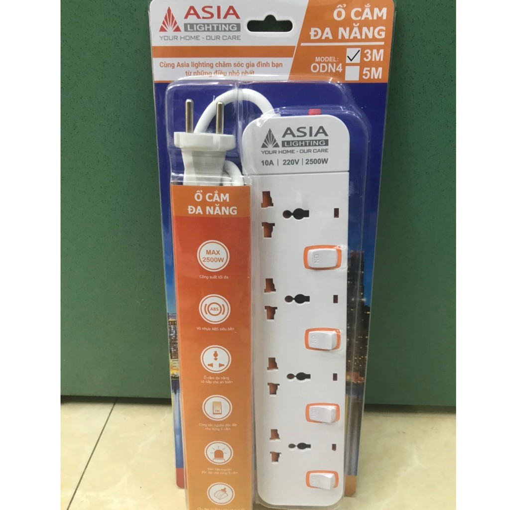 Ổ cắm đa năng cao cấp 4 ổ  ASIA - ODN4 - Bảo hành 1 năm