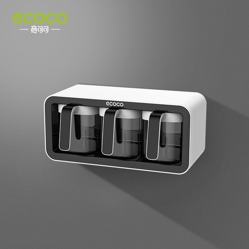 Kệ gia vị kèm thìa Ecoco 2 ngăn và 3 ngăn cao cấp không khoan tường mẫu mới 2022
