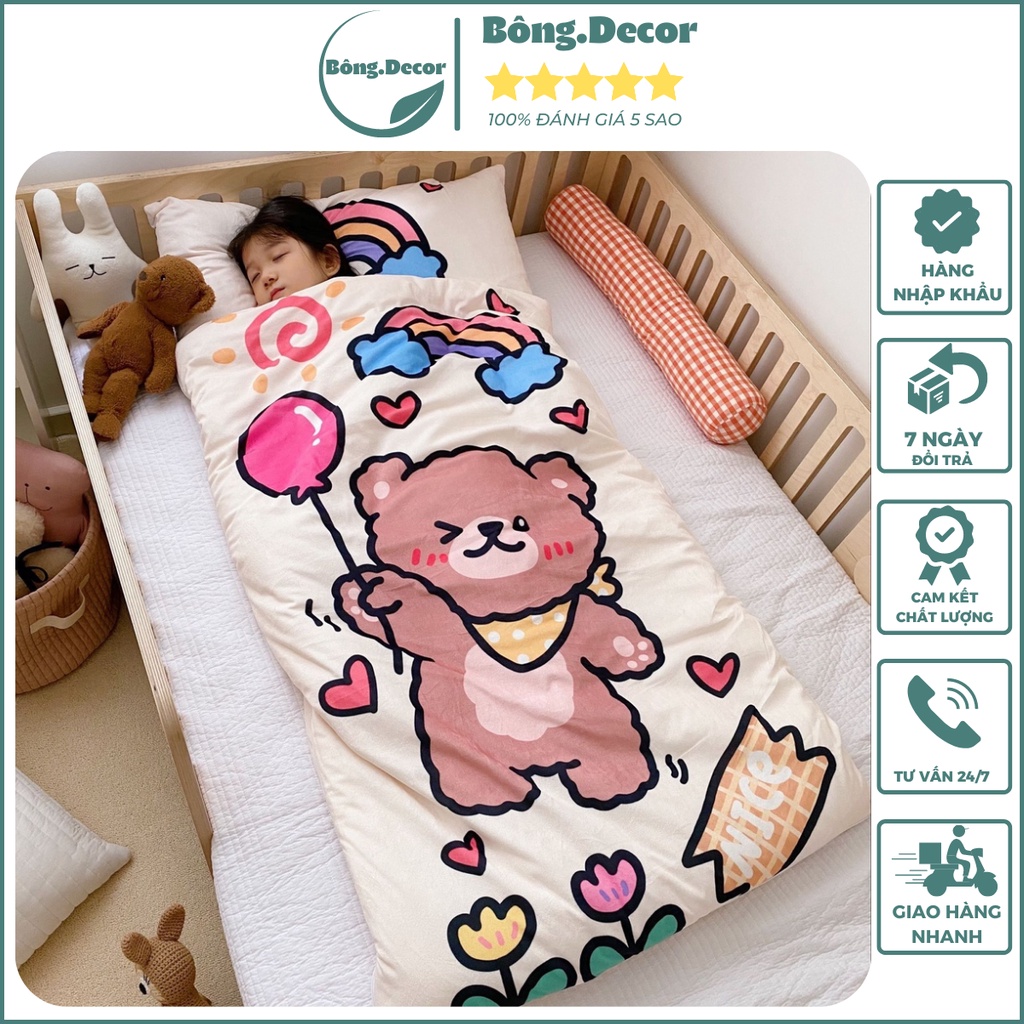 Túi ngủ mùa đông cho bé 3D xinh xắn, túi ngủ cho bé đi học kích thước 75x150cm nhiều mẫu lựa chọn