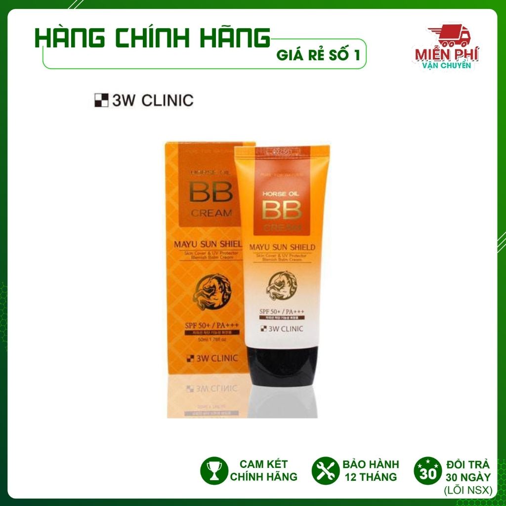 [Made In Korea] Kem nền trang điểm ngăn ngừa lão hoa tinh chất dầu ngựa 3W Clinic Hàn Quốc 70ml [Chính Hãng Hàn Quốc]