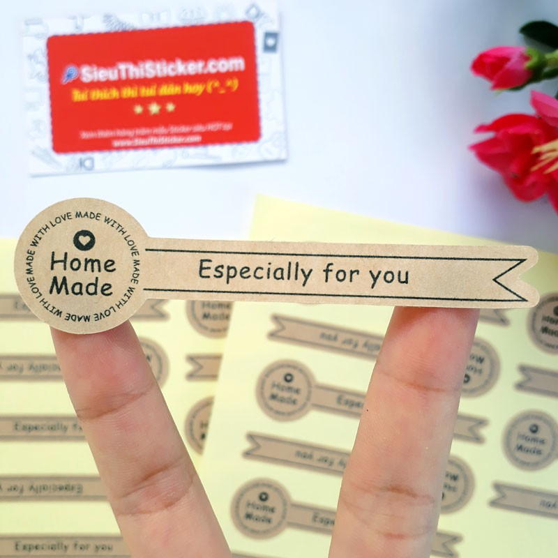 Tem dán Homemade Especially For You HMEFY05 niêm phong quà, hộp bánh, trà mứt, quà tặng valentine, 8 tháng 3